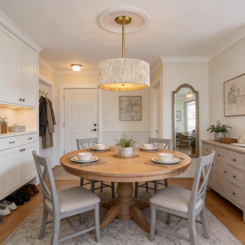 LamQee Rattan Kitchen Island Chandelier Corn Rope Woven Pendant