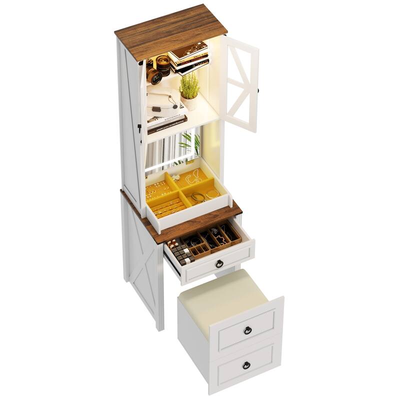 Makeup Vanity with Led Light and Hidden Storage