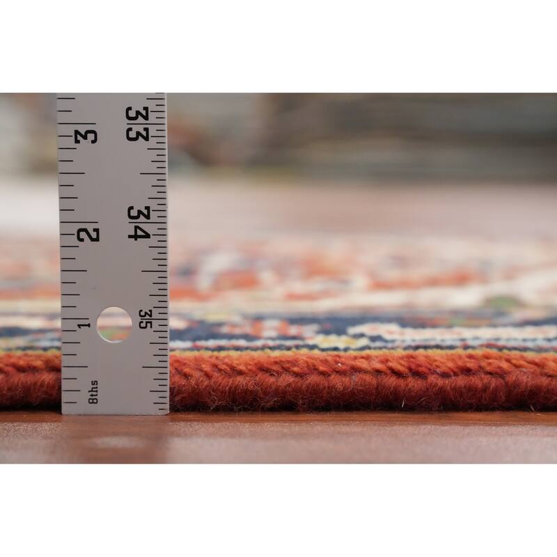 Hand Knotted Oriental 100% Wool Carpet Traditional Medallion Oranges & Rust Heriz (serapi) Area Rug - 3' 0'' X 2' 0''