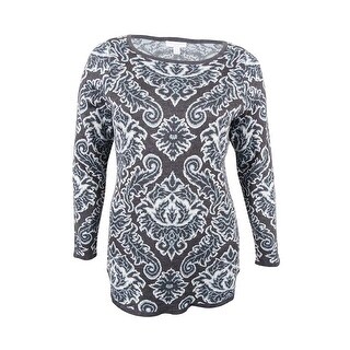 Charter Club Women's Clothing For Less | Overstock.com Charter Club Women's Plus Size Jacquard Paisley Sweater - dusted aqua combo