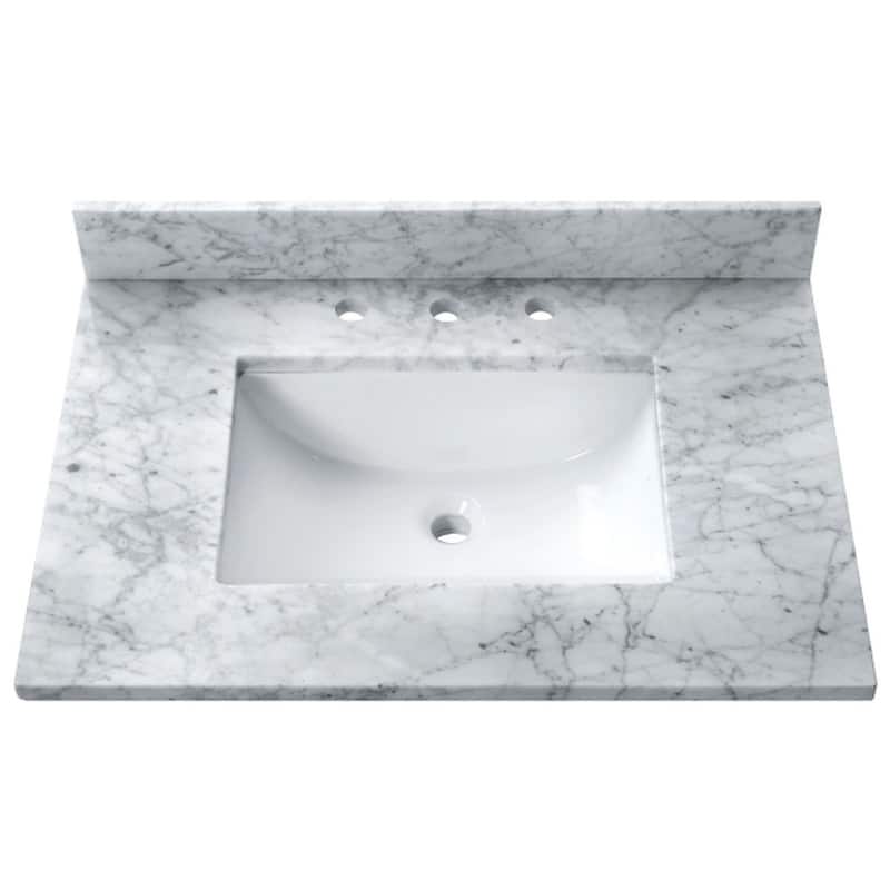 Avanity SUT37-RS 37" Marble Vanity Top with Undermount Rectangular - Carrara White - Painted
