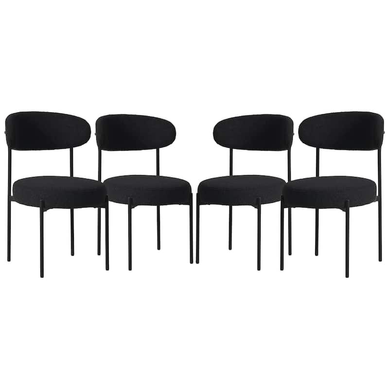 Bayville Mid-Century Curved Back Fabric Upholstered Metal Dining Chair (Set of 4)