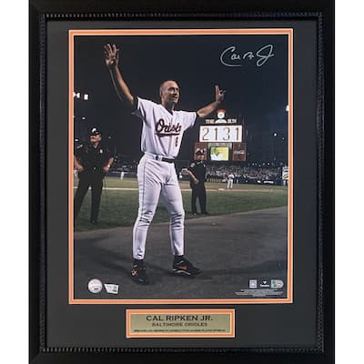 Cal Ripken Jr Autographed Baltimore Orioles 2131 Consecutive Game Signed Baseball 16x20 Framed Photo Fanatics Authentic COA