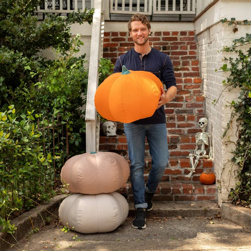 Jaxx Pumpkin Pouf - Luxurious Ottoman for Fall & Halloween Decor