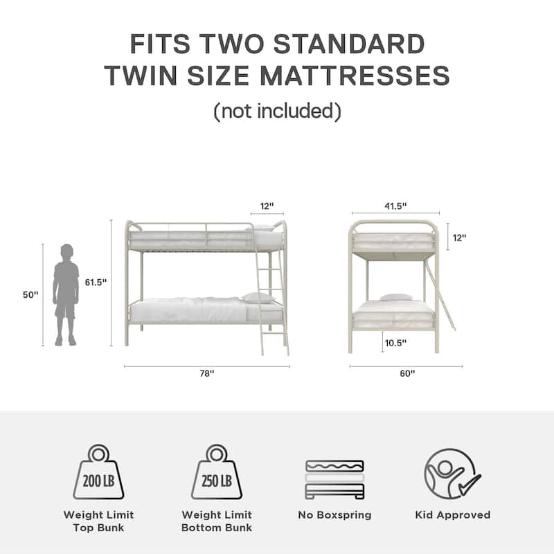 Avenue Greene Edison Twin over Twin Metal Bunk Bed