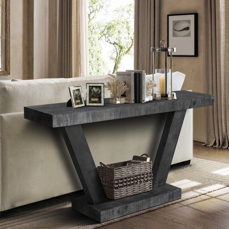 console table with open shelf