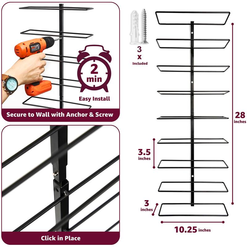 Wine Storage Sorbus Wall Mounted Wine Rack Set Of 3 – Wood & Black Metal Bottle Holder, Holds 9 Bottles, Perfect For Kitchen, Bar Or As A Towel Rack Wine Rack For Inside Cabinet
