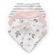 preview thumbnail 1 of 4, Watercolor Floral Fabric Bandana Baby Bibs 3 Pack Set Blush Pink, Grey and White Boho Shabby Chic Rose Flower Farmhouse