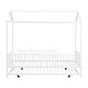 preview thumbnail 14 of 32, Contemporary Mordern Design Twin Size House Platform Bed,Solid Metal Bed with Trundle,Semi-Enclosed Fence