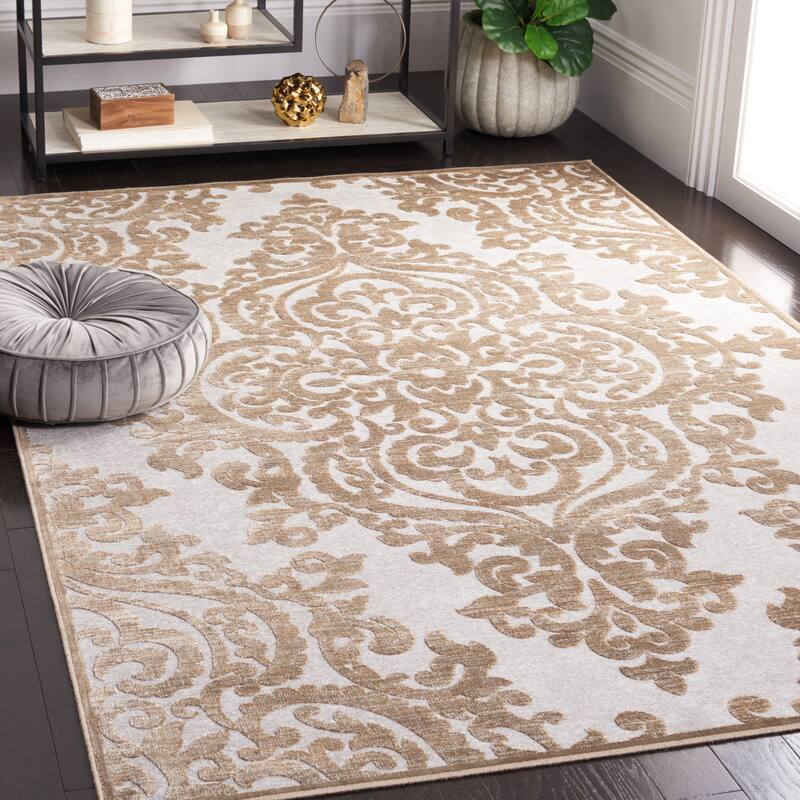 SAFAVIEH Paradise Eilika Watercolor Modern Viscose Rug - 7'6" x 10'6" - Mouse