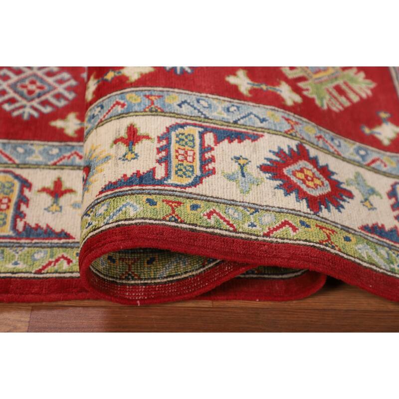 Traditional Red Kazak Oriental Area Rug Hand-Knotted Wool Carpet - 5'1" x 6'9"