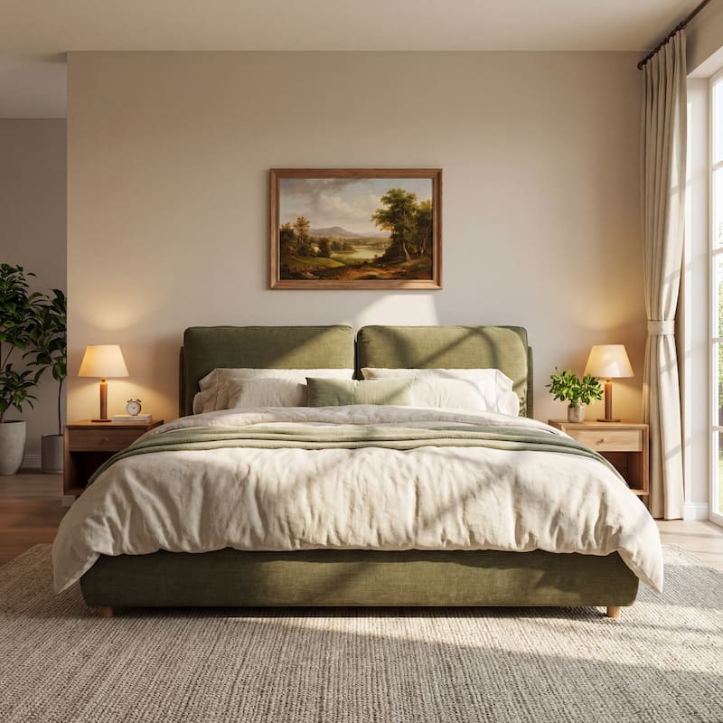 Christopher Knight Home - Charlotte Upholstered Boucle Platform Bed with Removable Pillow Headboard