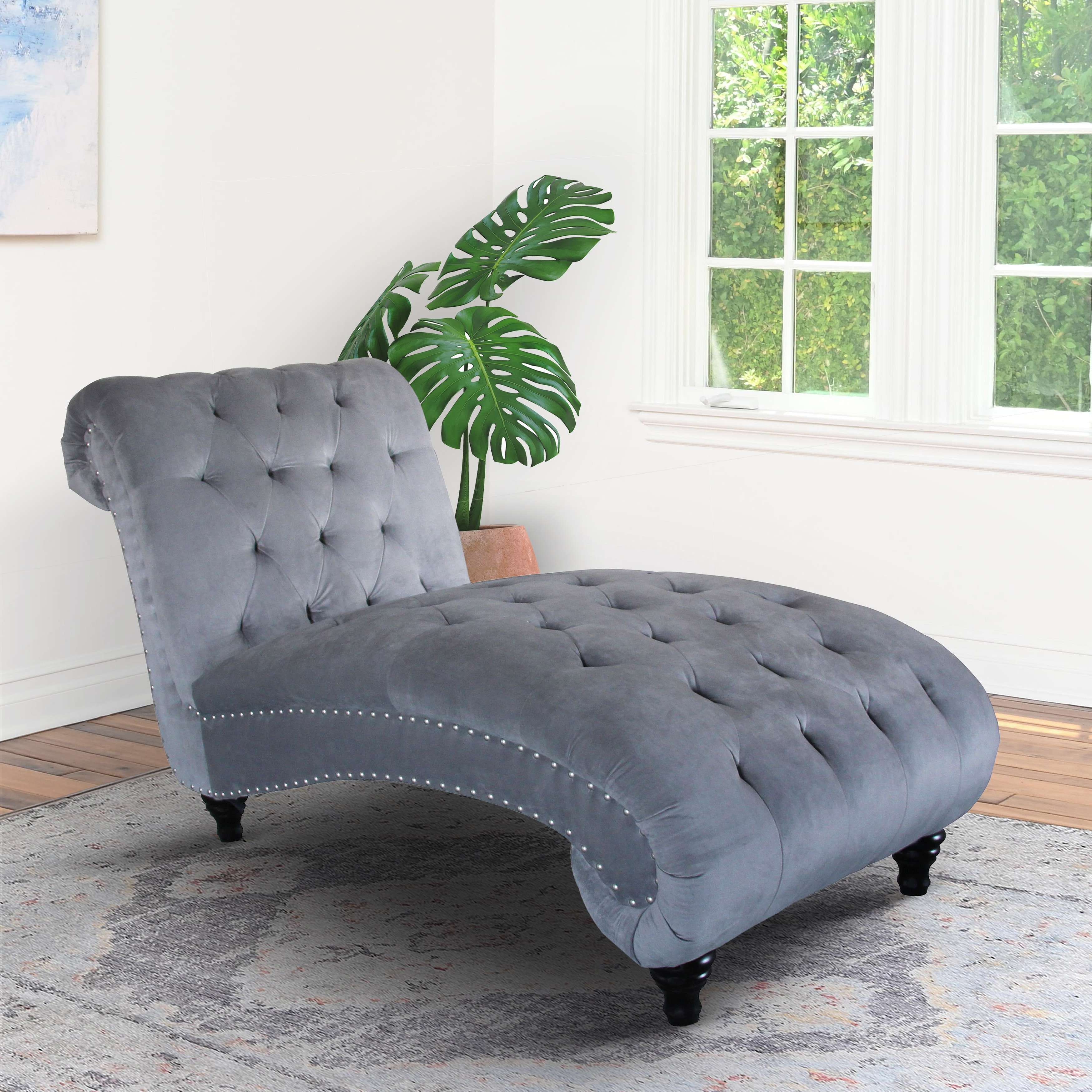 Overstock Fiona Transitional Grey Chaise