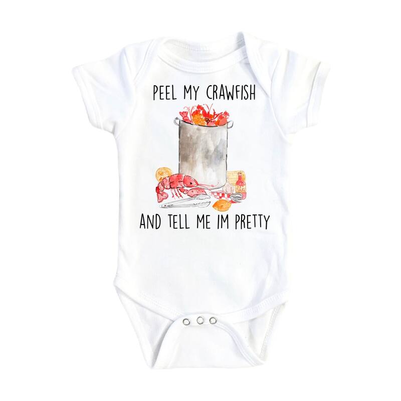 Crawfish Pot Pretty - Baby Boy Girl Clothes Infant Bodysuit Funny Cute Newborn - White - 3-6M