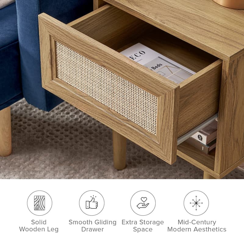 Mopio Haylee Night Stand, Side Table, End Table, Boho Farmhouse Modern Nightstand, Bedside Tables, Small Nightstand with Drawers