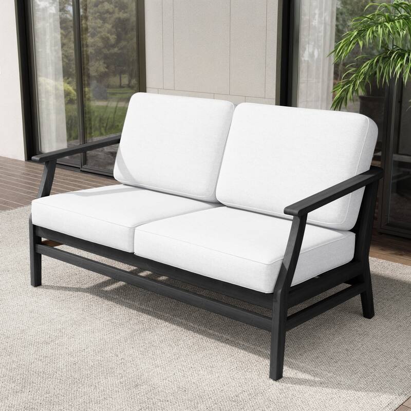 Teak Outdoor Patio Club Chairs Loveseat with Cushions
