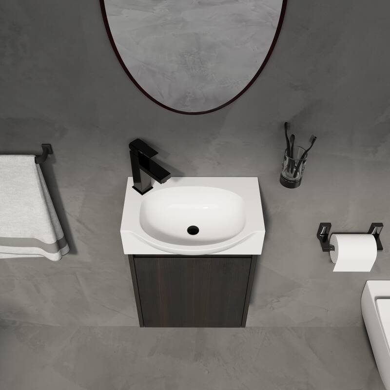 GDFStudio - Levistar Modern Wall-Mounted Bathroom Vanity with Scratch-Resistant Sink & Soft Close Door for Small Space