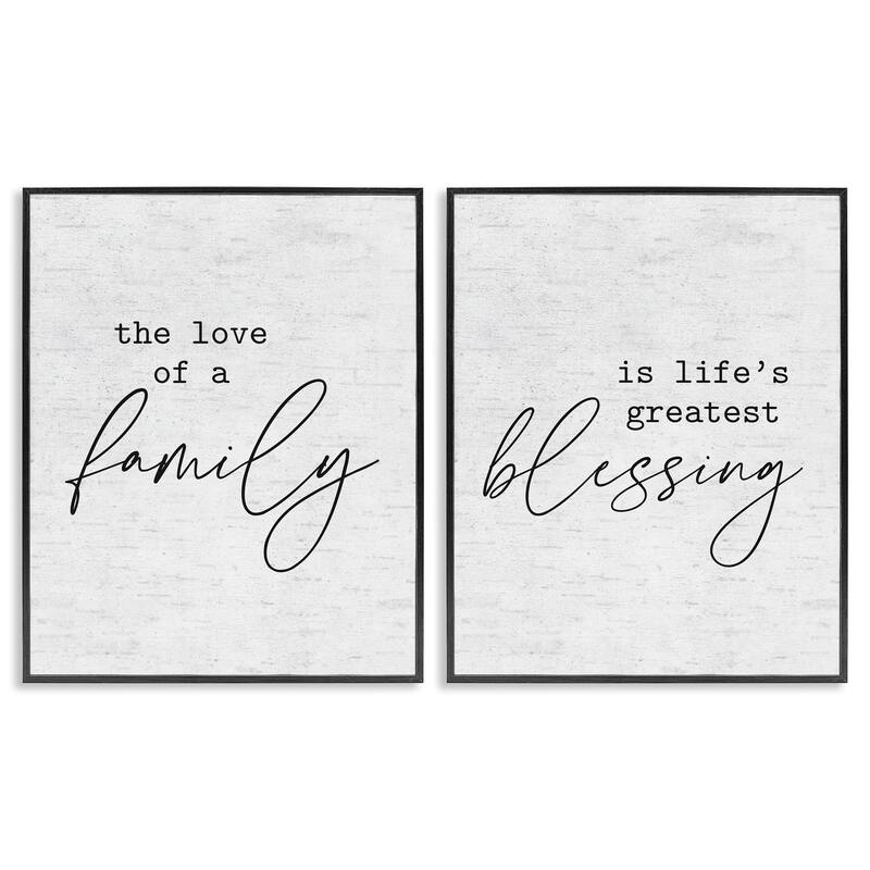 Stupell Love of Family is Life's Greatest Blessing Minimal Quote, 2pc Multi Piece Framed Wall Art Set - 16 x 20 - Black