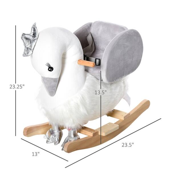 Swan-Inspired Toddler Rocking Horse with Plush Comfort, Safety Belt, and Sound Feature for Ages 18-36 Months