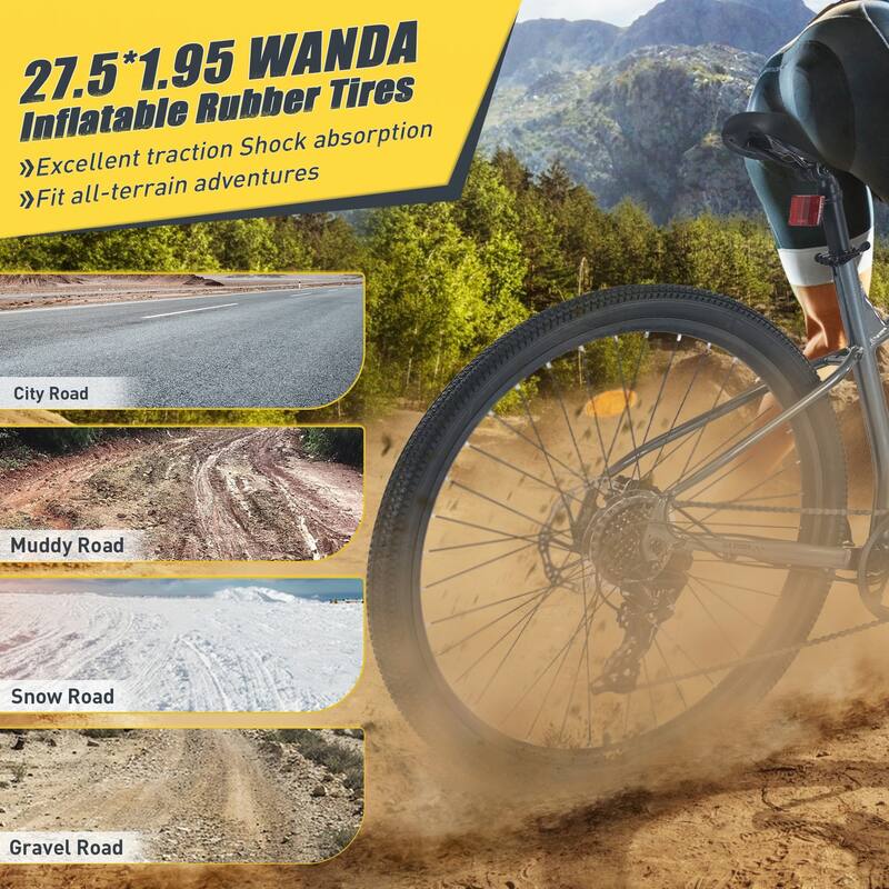 27.5 Inch Wheels 8 Speed Mountain Bike, Front Suspension,Grey