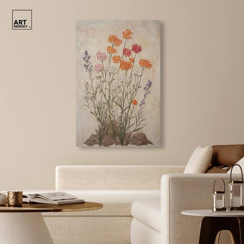 Sculpted Flora Frieze II Canvas by Art Remedy, Gallery Wrapped