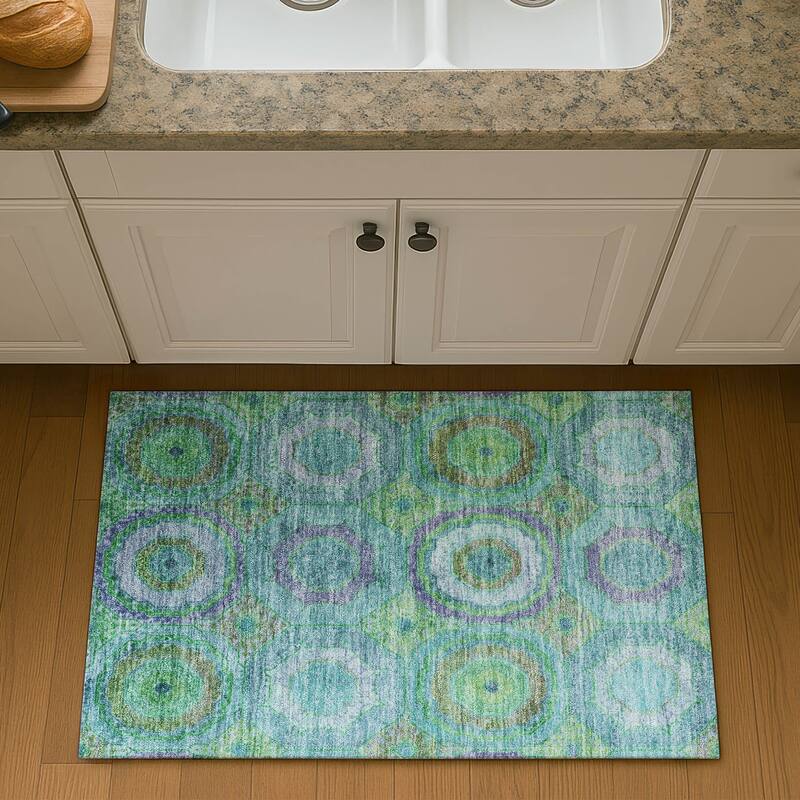 Premium Washable Super Soft Traditional Mamluk Mayfield Rug - Teal - 1'8" x 2'6"