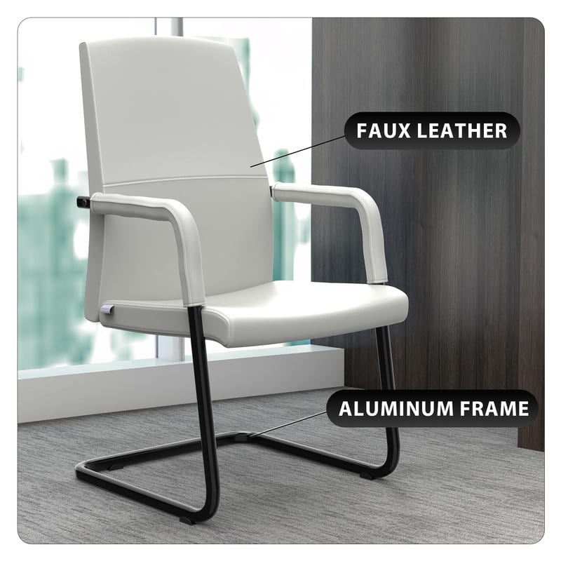 Evander Padded Leather Office Chair with Aluminum Frame, Fixed Armrests, Sponge Cushion, Easy-Clean Design & Quick Assembly