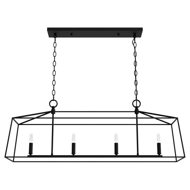 Hunter Fair Oaks 4-Light Linear Chandelier - Dining Room, Island - Modern, Transitional, Lantern, Geometric - Designer!