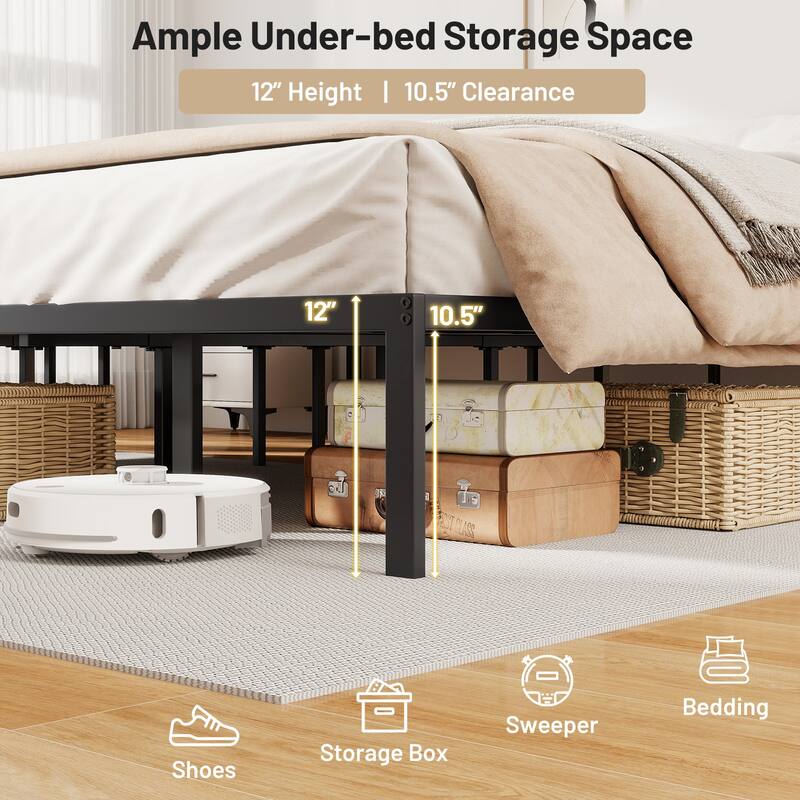 Gymax King Size Metal Bed Frame Heavy Duty Support Slats Mattress