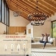 preview thumbnail 8 of 30, Large Black Wagon Wheel Chandelier Farmhouse Pendant Light Fixture