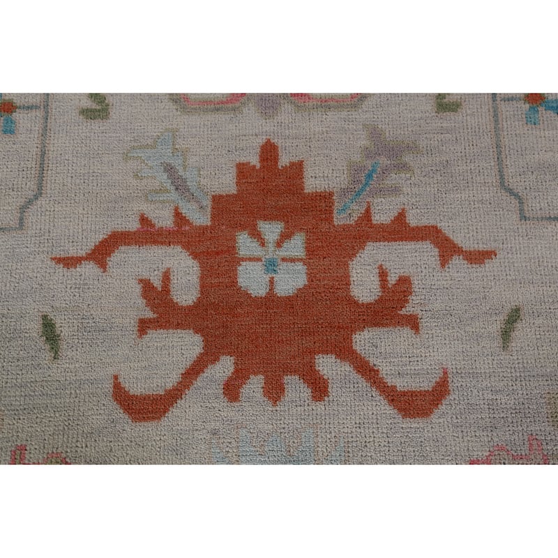 Floral Oushak Indian Area Rug Transitional Handmade Wool Carpet - 8'11" x 12'2"