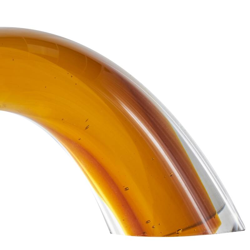 Orange Glass Arch Abstract Decorative Sculpture with Clear Accents (Set of 2)