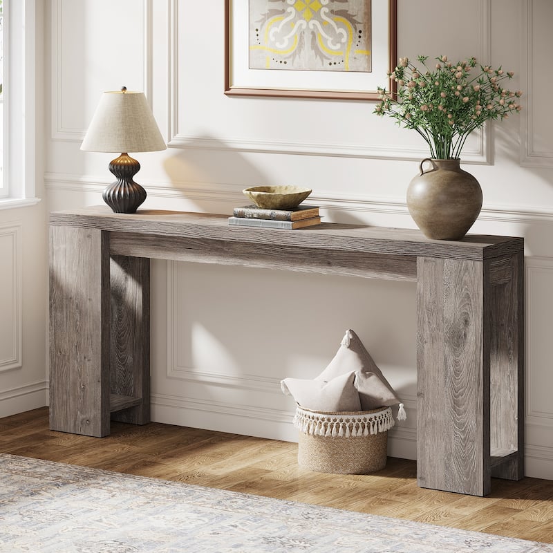 Farmhouse Wood 70.9 Inches Extra Long Console Table for Living Room, Hallway