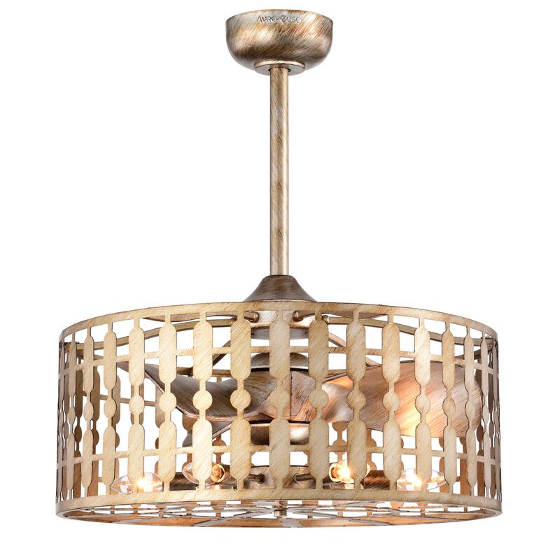 Bambii Gold Brushed 6 Light Chandelier Ceiling Fan 23 Inch with Remote