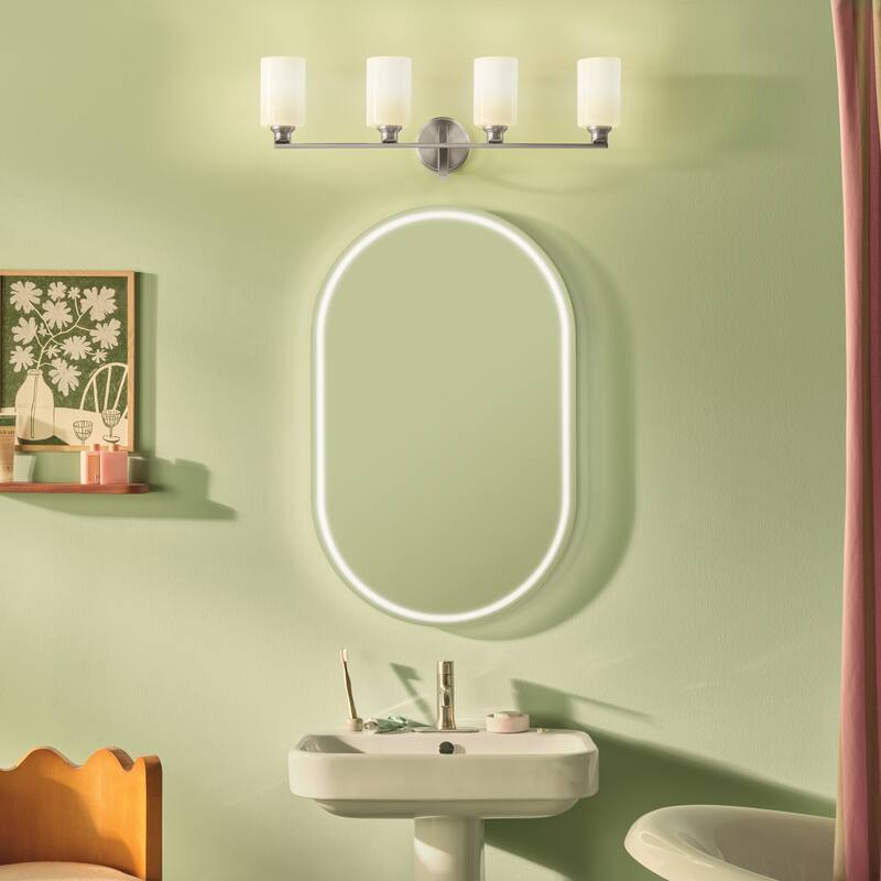 Kichler Lighting Gioe 32.25" 4-Light Vanity Light with Opal Glass in Brushed Nickel