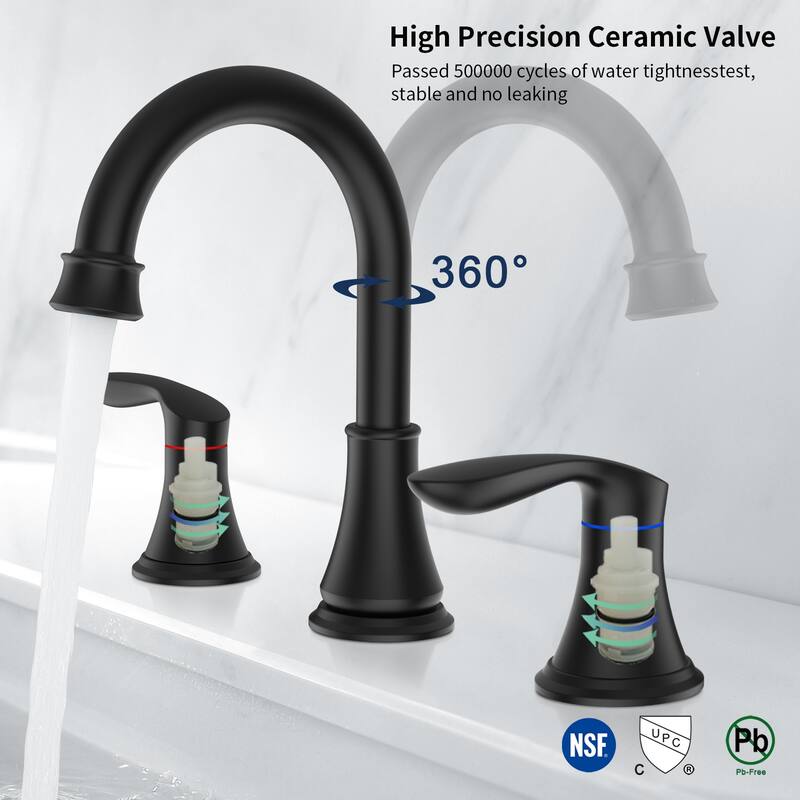 2 Handle 360 Degree Swivel Bathroom Sink Faucet with Pop up Drain Assembly and Water Supply Hose, Aerator, Anti Fingerprint
