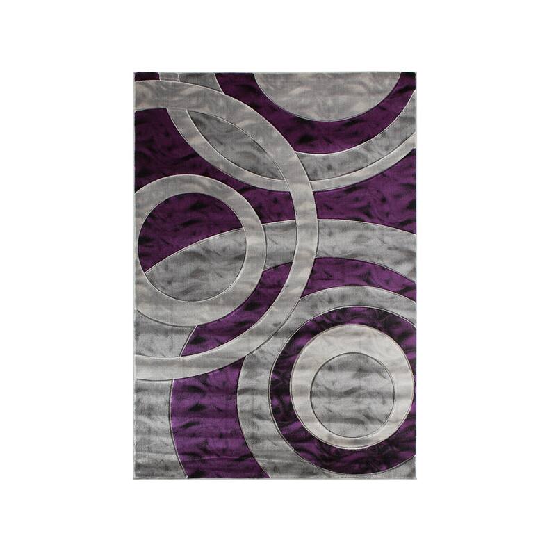 Orelsi Collection Abstract Area Rug - 3'9" x 5'9" - Purple/Grey