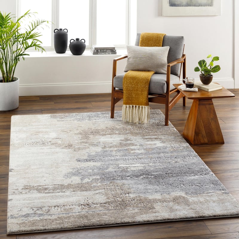Livabliss Industrial Tuscany Abstract Area Rug - 8'10" x 12'2" - Charcoal/Beige