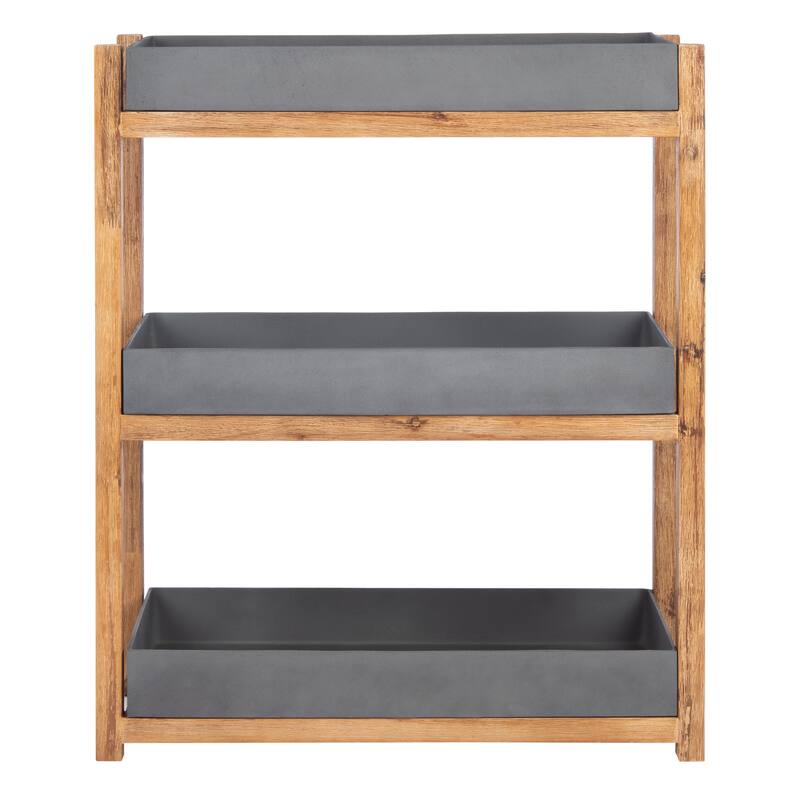 SAFAVIEH Outdoor Jaycie 3-Tier Shelf - 31.4" W x 13.7" L x 38.5" H - 31Wx14Dx39H