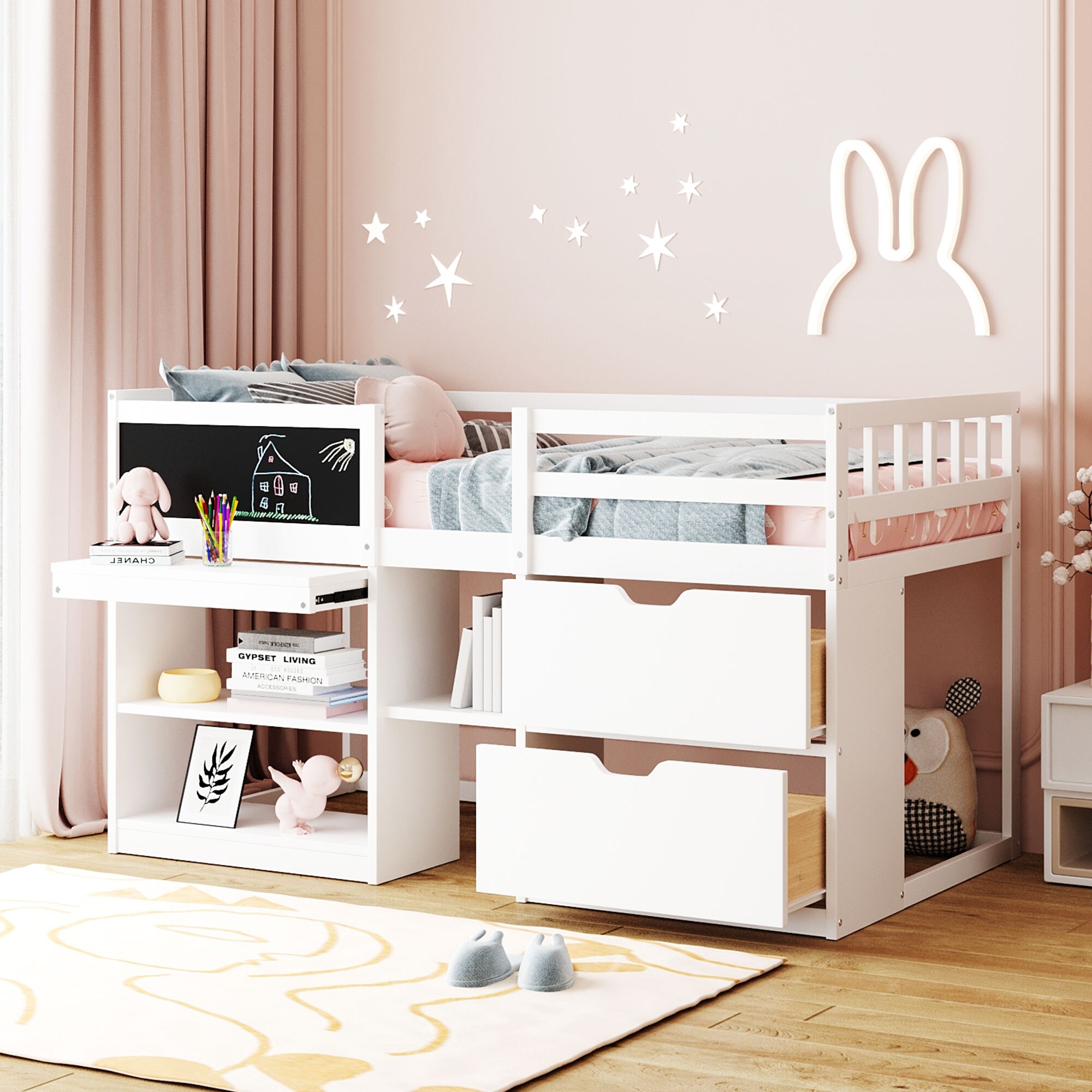 Kids loft bed with drawers deals