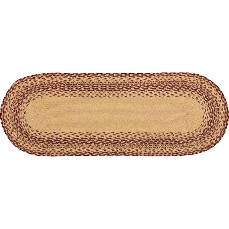 Burgundy Tan Jute Stencil Stars Runner