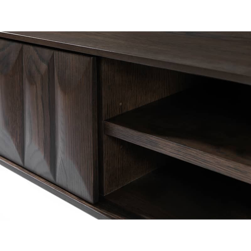 Rye Studio Modern 63" Wide 2-Drawer TV Lowboard, Espresso Oak - 16"W x 63"L x 20"H