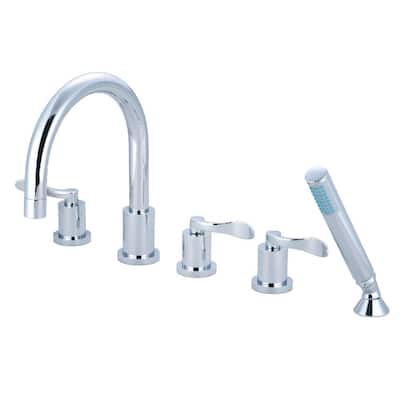 Kingston Brass Deck Mounted Roman Tub Filler with Built-In Diverter -