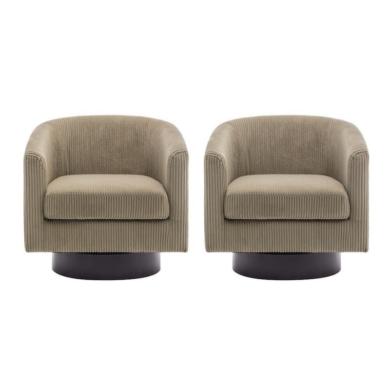 Modern Upholstered Swivel Barrel Club Arm Accent Chair for Living Room