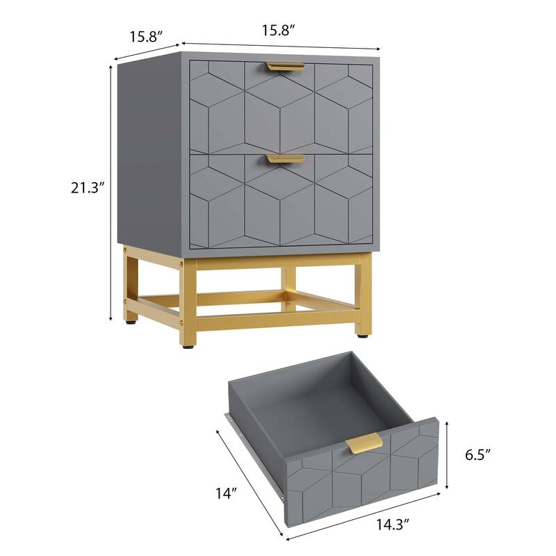 2 Drawer Dresser, Small Modern Chest, Nightstand with Drawer for Bedroom, Living Room, Hallway, Entryway