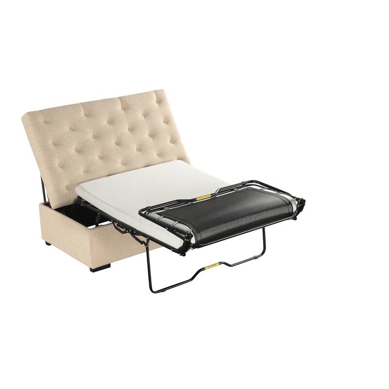Roomfitters 49.6" Folding Ottoman Sleeper Sofa with Memory Foam Mattress and Tufted Design