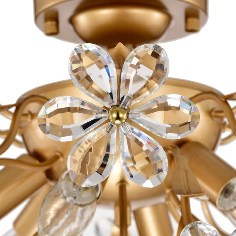 Silvia 6-Light Daisy Flower Crystal Glass Flush Mount