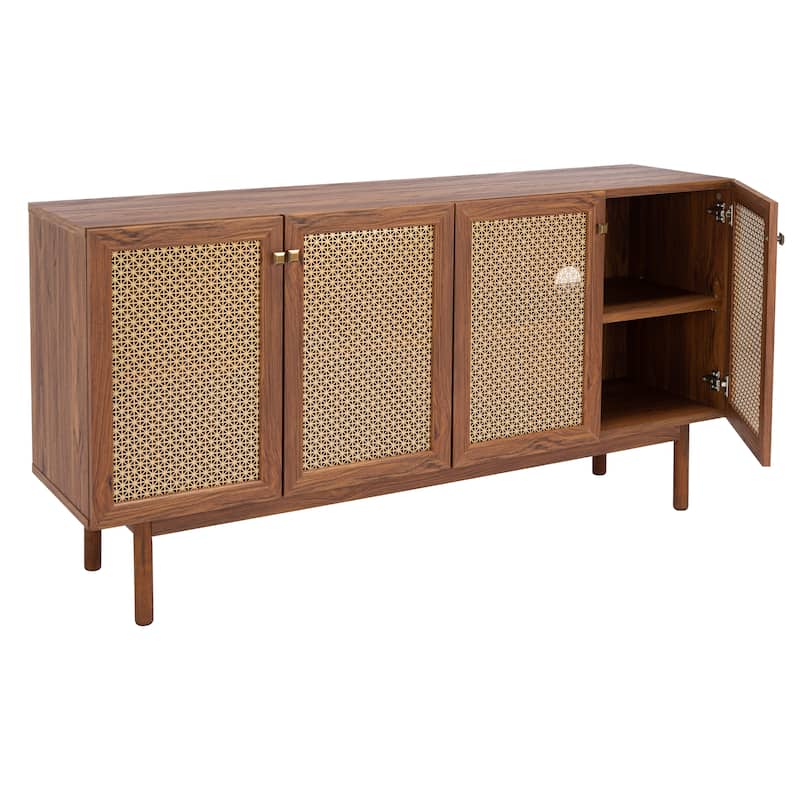 SAFAVIEH Micaela 63-inch 4-Door Storage Media TV Stand - 63.1" W x 16.3" D x 31.7" H - 63Wx16Dx32H