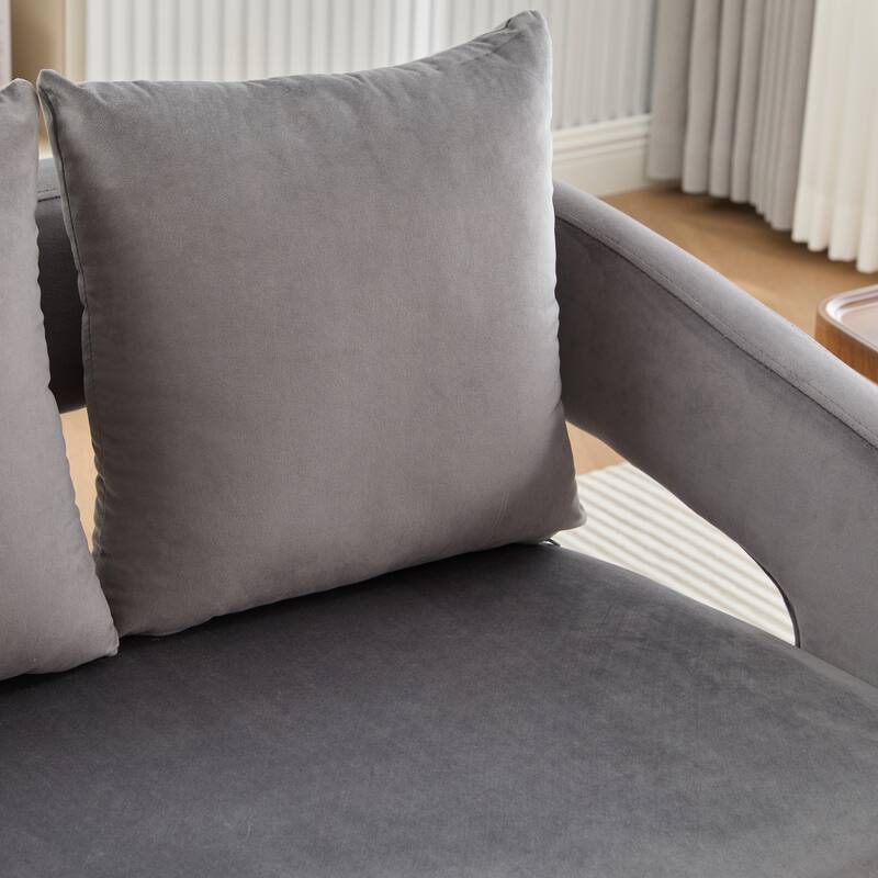 53.7" W Loveseat Sofa,Modern Velvet Sofa Couch with Pillows and Metal Legs