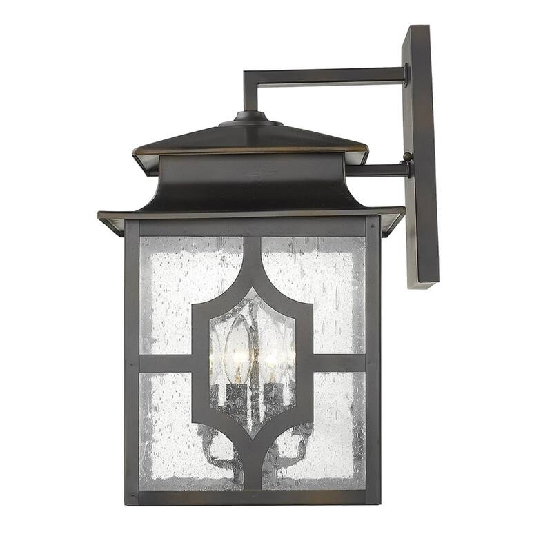 Outdoor Wall Light Fixture with Seedy Glass Shade and Bronze Flush Mount E12 LED Compatible